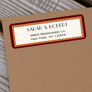 Retro Cinema Theater Marquee Sign Wedding Address Label