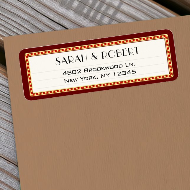 Retro Cinema Theater Marquee Sign Wedding Address Label (Retro Cinema Theater Marquee Sign Wedding Address Label
)