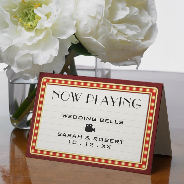 Retro Cinema Theater Marquee Sign Wedding Thank You Card (Creator Uploaded)