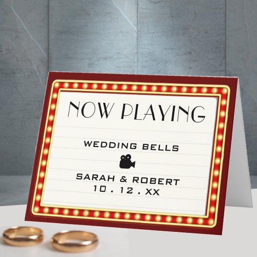 Retro Cinema Theater Marquee Sign Wedding Thank You Card