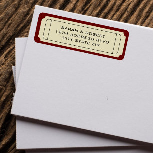 Retro Cinema Theater Ticket Stub Wedding Address Label
