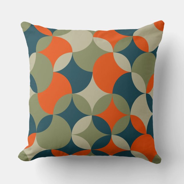 Retro Circle Overlap Throw Pillow (Front)