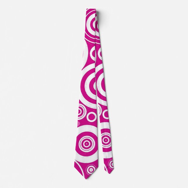 Retro Circle Pink Neck Tie (Front)