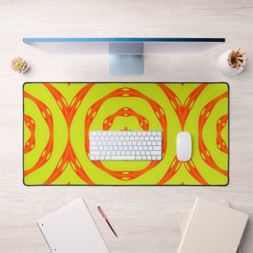 Retro circle red and yellow shapes desk mat