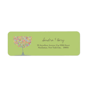 Retro Circle Tree Lime Green Return Address Label