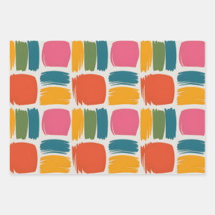 retro circle wrapping paper, 70s wrapping paper, m paper sheets