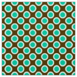 Retro circled dots, brown and turquoise fabric