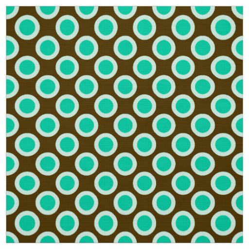Retro circled dots, brown and turquoise fabric