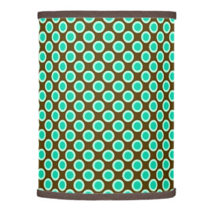 Retro circled dots, brown and turquoise lamp shade