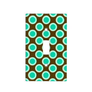Retro circled dots, brown and turquoise light switch cover