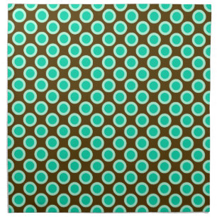 Retro circled dots, brown and turquoise napkin
