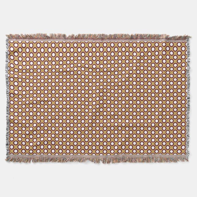 Retro circled dots, caramel, cream and chocolate throw blanket (Front)