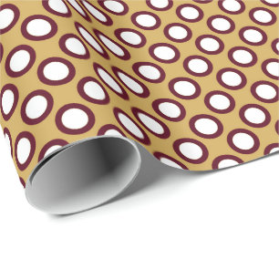 Retro circled dots, caramel, cream and chocolate wrapping paper