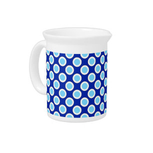 Retro circled dots, cobalt blue and white pitcher