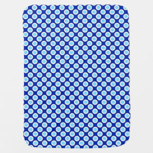 Retro circled dots, cobalt blue and white receiving blanket