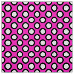 Retro circled dots, fuchsia, black and white fabric