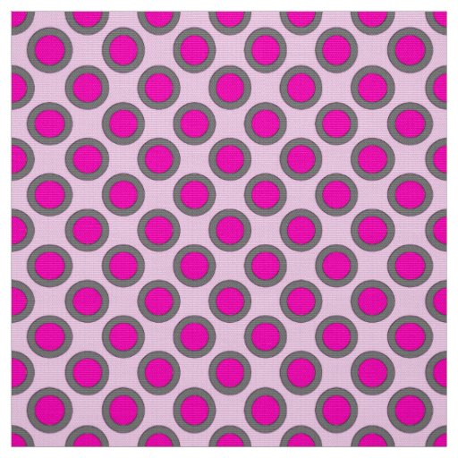 Retro circled dots, fuchsia, grey and pink fabric