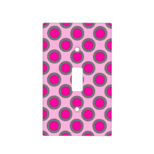 Retro circled dots, fuchsia, grey and pink light switch cover