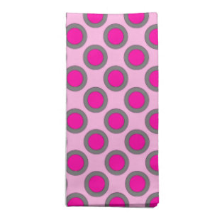 Retro circled dots, fuchsia, grey and pink napkin