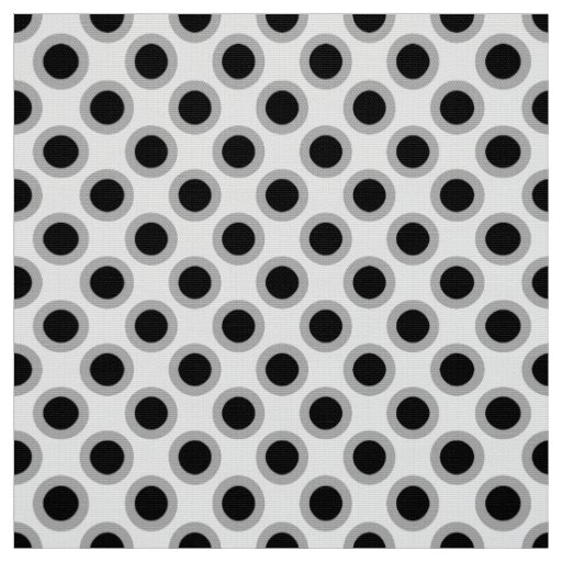 Retro circled dots, grey, black and white fabric
