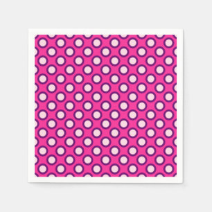 Retro circled dots, magenta, pink and purple napkins
