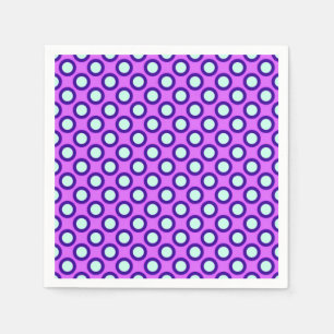 Retro circled dots, orchid, violet and blue napkins