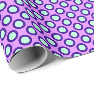 Retro circled dots, orchid, violet and blue wrapping paper