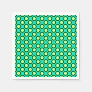 Retro circled dots, peacock and light green paper napkins