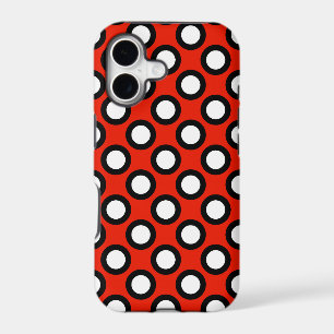 Retro circled dots, red, black and white iPhone 17 case