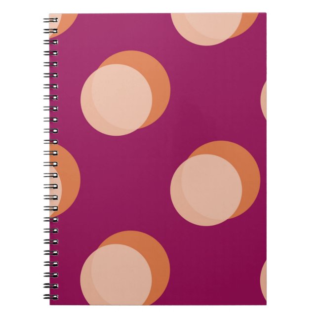 Retro Circles and Shadows Bold Pattern Purple Notebook (Front)