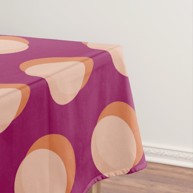 Retro Circles and Shadows Bold Pattern Purple Tablecloth (In Situ)