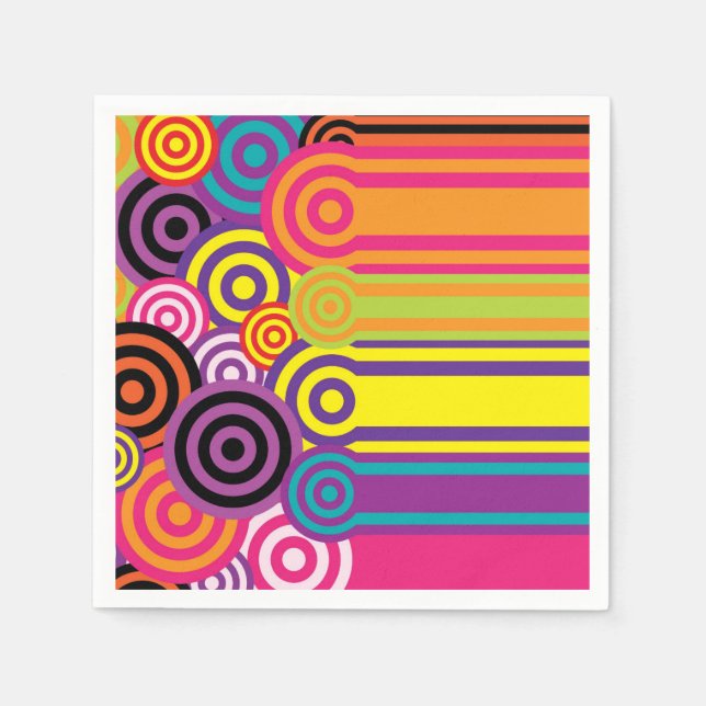 Retro Circles and Stripes 60's Style Pattern Napkins (Front)