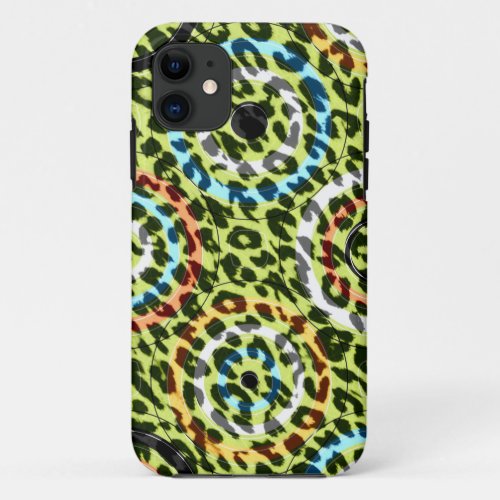 Retro circles animal print texture of leopard iPhone 11 case