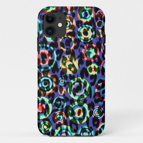 Retro circles animal skin texture of leopard iPhone 11 case