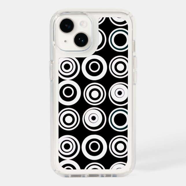 Retro Circles Black White Speck iPhone Case (Front)
