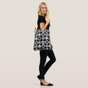 Retro Circles Black White Tote Bag