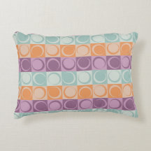 Retro Circles Checkers Pattern Purple Mint Green