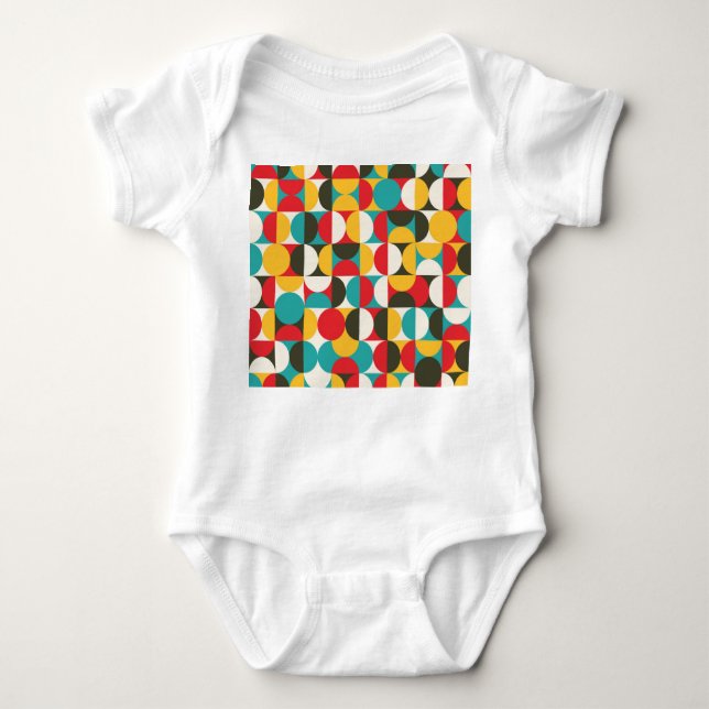 Retro Circles: Colorful Hipster Pattern. Baby Bodysuit (Front)