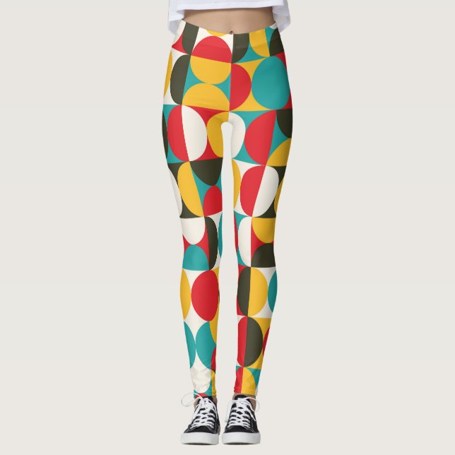 Retro Circles: Colorful Hipster Pattern. Leggings (Front)