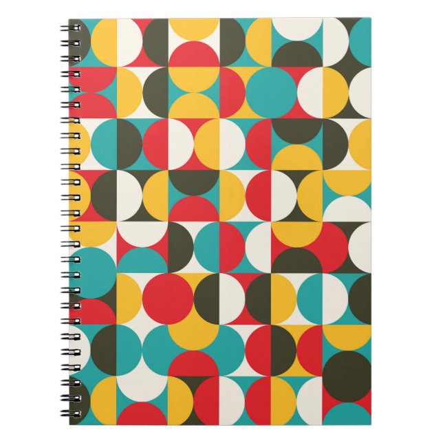 Retro Circles: Colorful Hipster Pattern. Notebook (Front)