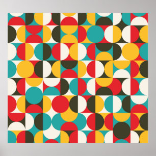 Retro Circles: Colorful Hipster Pattern. Poster