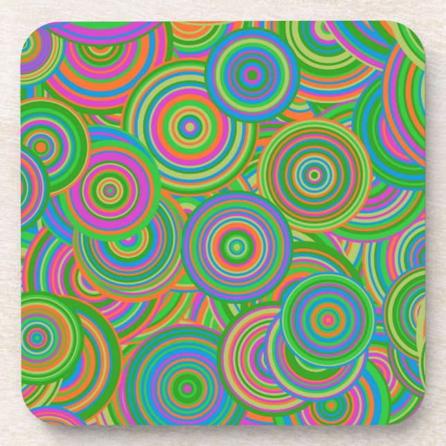 retro circles drink coaster (Front)