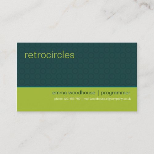 Retro Circles Green &amp; Teal Business Card