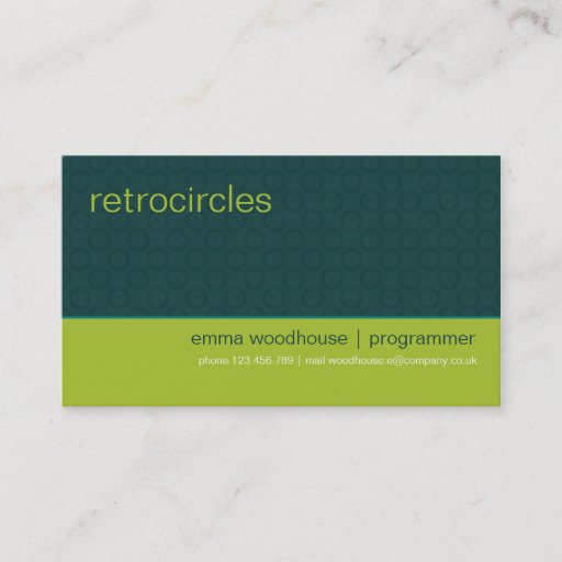 Customizable Retro Circles Green &amp; Teal Business Card