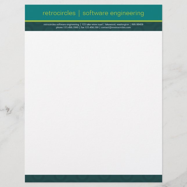 Retro Circles Green & Teal Business Letterhead (Front)