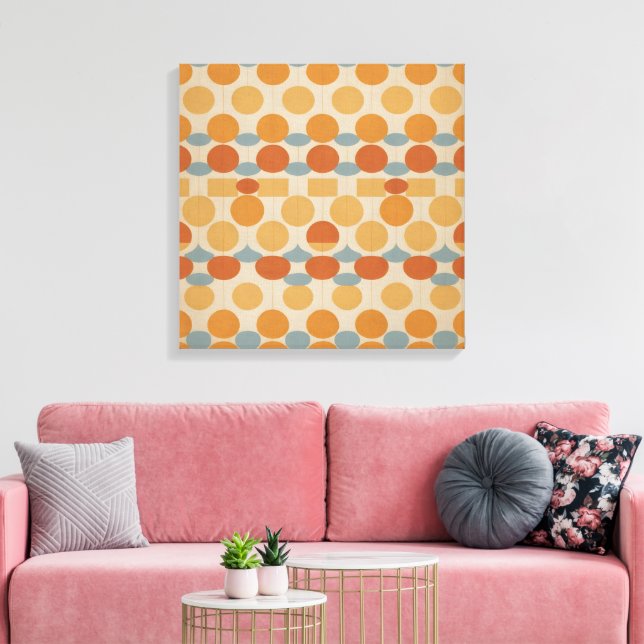 Retro Circles & Grids – Mid-Century Modern Canvas Print (Insitu(LivingRoom))