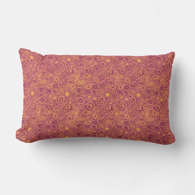 Retro Circles Grunge Pattern Lumbar Pillow (Front)