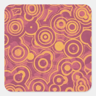 Retro Circles Grunge Pattern Square Sticker