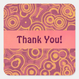Retro Circles Grunge Pattern Thank You Square Sticker