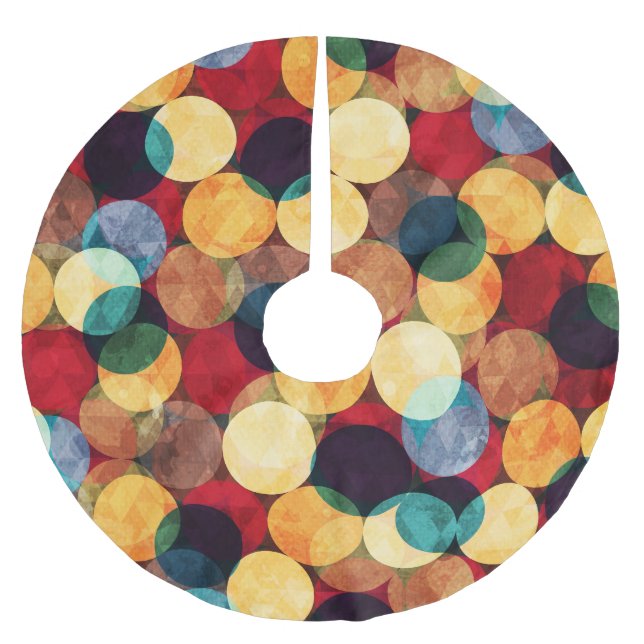 Retro circles, grunge texture seamless pattern. brushed polyester tree skirt (Front)
